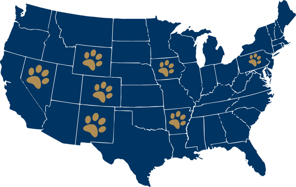 Map Showing Locations of K9 Resorts Franchises